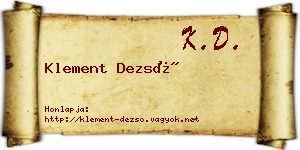 Klement Dezső névjegykártya